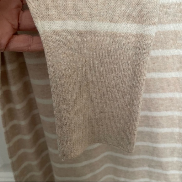 J. Crew Striped boatneck tunic sweater tan ivory thin stripe cotton BC543 medium - Picture 9 of 11